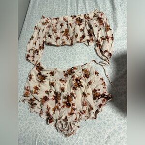 Floral Off-Shoulder Top and Shorts Set
